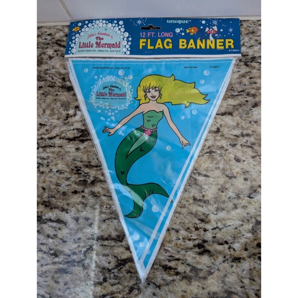Saban's Adventures of The Little Mermaid 13021 Triangle Flag Banner 12 Feet Long - Picture 1 of 2